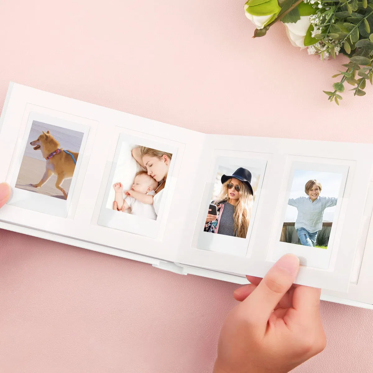 Mini album fotografico a 64 tasche con spazio per scrivere, finestra frontale, per album fotografico Polaroid 3 Inch， per Fujifilm Instax Mini 12 11 9 8 7+ 40, Kodak Zink, HP Sprocket (Bianco)