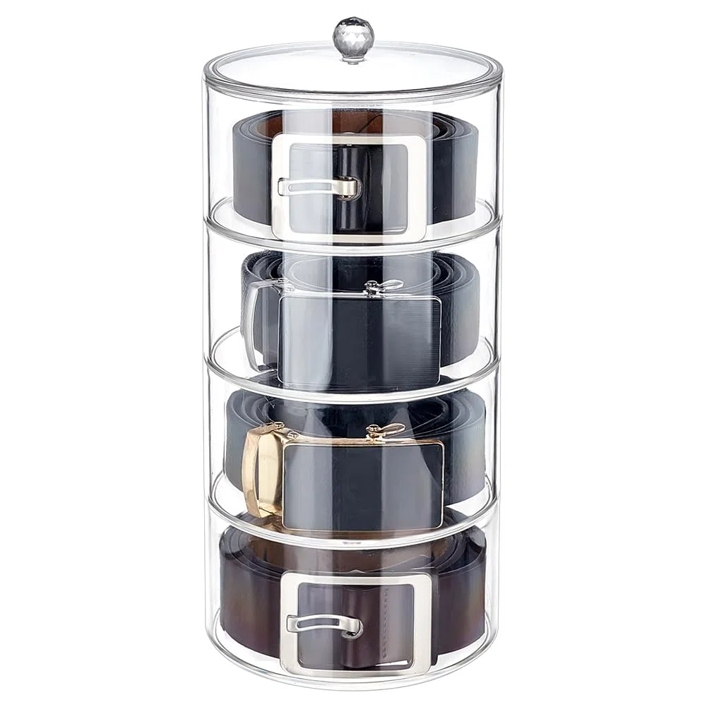 PH PandaHall 4 Livelli Organizzatore per Cinture in Acrilico Scatola Porta Cintura per Armadio, Contenitore per Cintura Trasparente Espositore Impilabile per Orologi Gioielli Bracciali, 14cmx 6.5cm