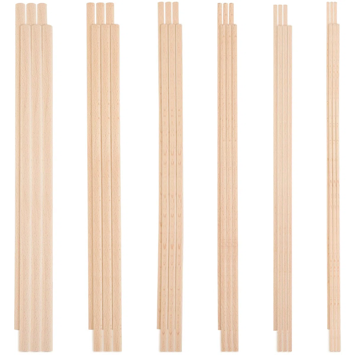 OLYCRAFT 36pz Bastoncini Legno di Faggio 3mm/4mm/5mm/6mm/8mm/10mm Diverse Misure Bastoncini Legno Faggio Tasselli Non Finiti Tasselli Rotondi Legni per Progetti Fai Da Te Artigianato Modellismo