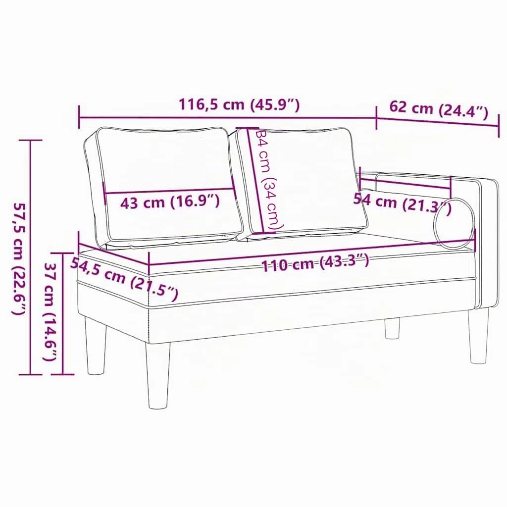 vidaXL Sdraio con Cuscini Crema in Similpelle, divano letto, divano imbottito, seduta da soggiorno, dormeuse, seduta da salotto, divano 2 posti