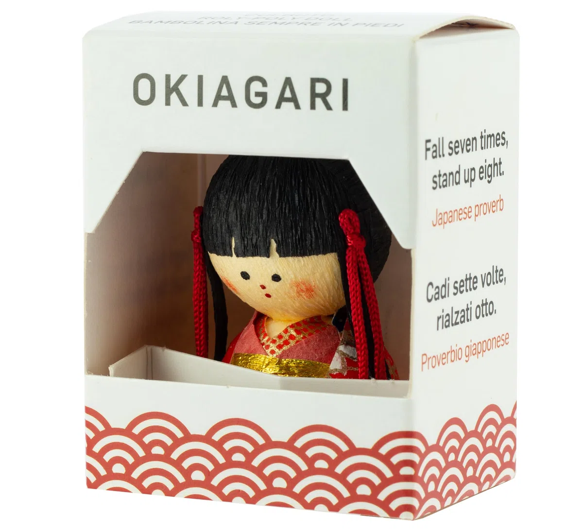 Tentetieso Okiagari Hime Principessa, Cartapesta, Rosso, 4,5x3x4 cm