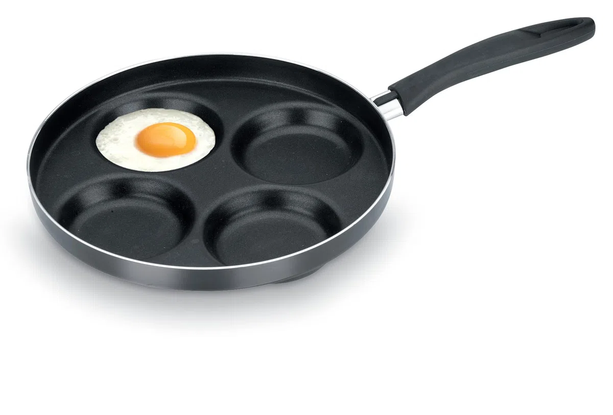 Tescoma 594244 Padella Quattro Cerchi Antiaderente, Per Cucinare Pancake, Uova E Hamburger, Diametro 24 Cm, Nero