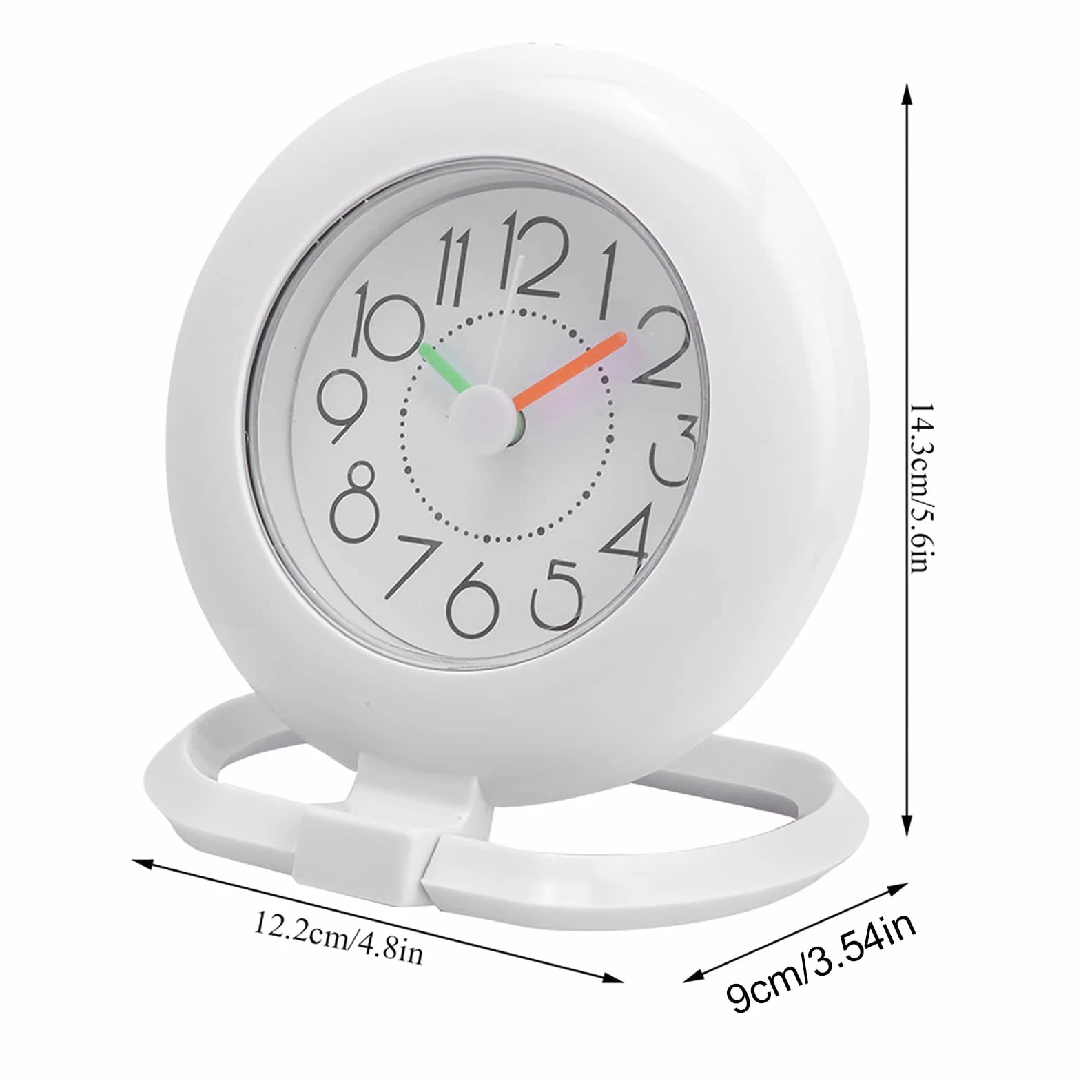 Orologio da Bagno Impermeabile alla Moda, Orologio da Doccia da Tavolo Sospeso a Doppio Uso Orologio Impermeabile in Plastica per Domestica Cucina Bagno 12,2x9x14,3cm (Bianco)