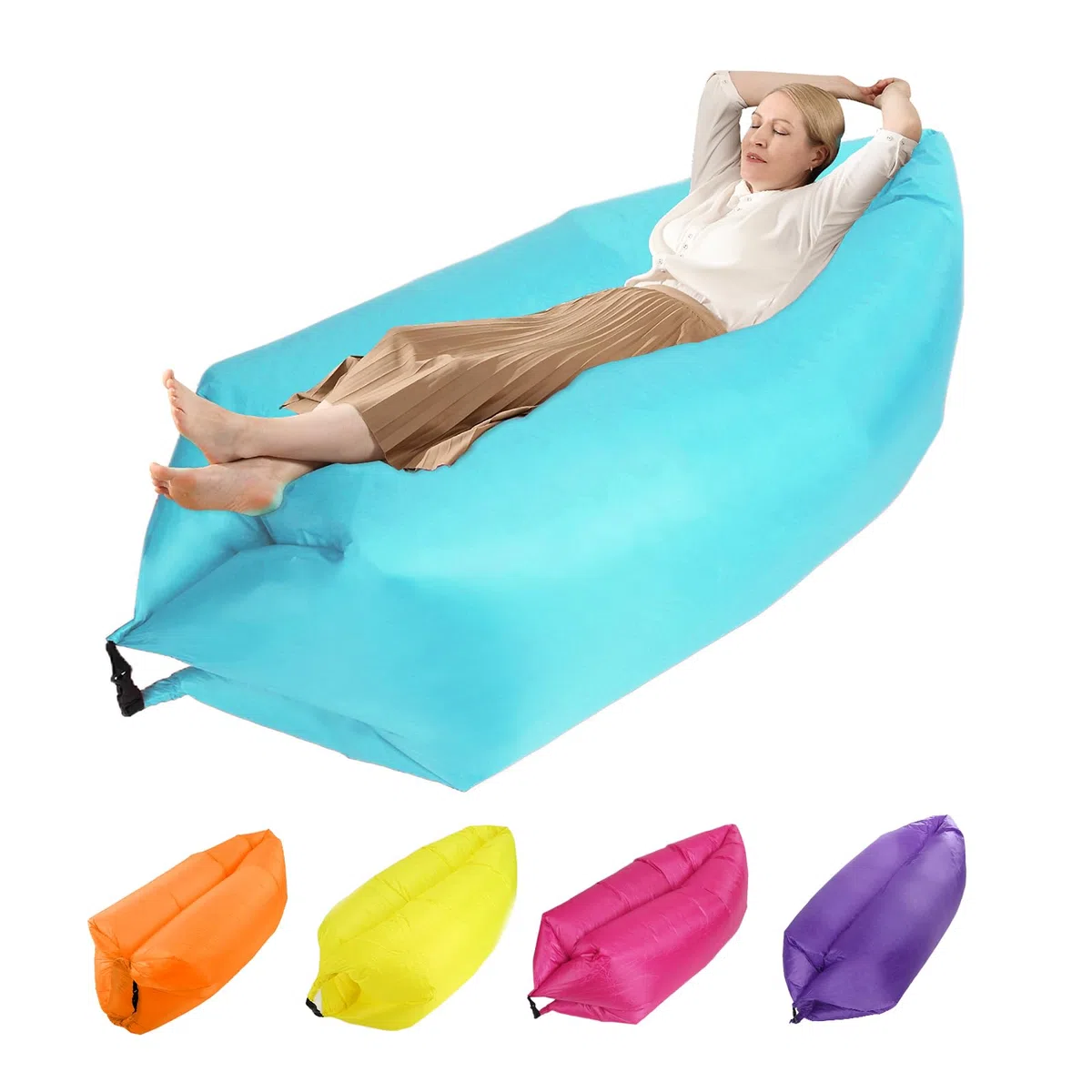 plplaaoo Lettino Gonfiabile, Divano Gonfiabile Per Viaggiare, Sedia da Spiaggia da Campeggio All'aperto, Lettini Gonfiabili, Materasso Ad Aria Pieghevole Portatile Per Feste in Spiaggia (blu)