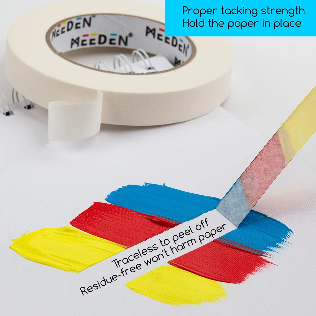 MEEDEN 5 confezioni di nastro adesivo bianco per artisti, nastro per mascheratura multidimensionale, nastro da pittore senza acidi per pittura, disegno e cornici