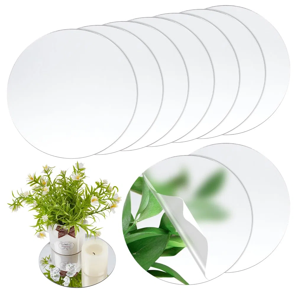 NBEADS 10 pz Specchi rotondi in Acrilico Color argento, Senza cornice, 15 cm di Diametro, 1.5 mm di Dpessore Specchio Decorativo per La Casa