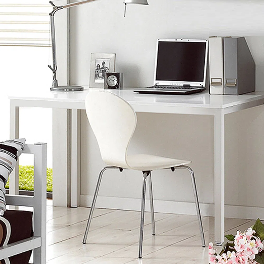 sogesfurniture Scrivanie 100x60cm Tavolo per Computer Ufficio Postazioni di Lavoro Scrivania PC Tavolo da Pranzo Moderno in Acciaio Legno, Bianco AC3W-100-SF