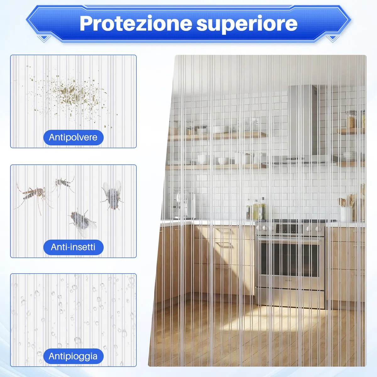 SHANNA Porte a Persiana 100 * 225cm Tenda Porta Trasparente Tenda a Strisce in PVC, Tenda AntifreddoResistente Alle iIntemperie Termica Isolante Freddo Chiusura per Magazzini, Garage e Supermercati
