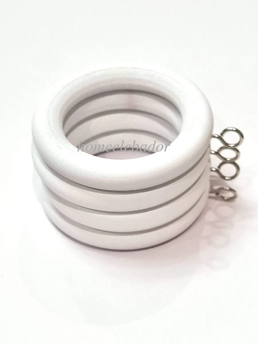 Anelli per tende in legno bianco da 38 mm con occhiello a vite per tende per bastoni da 35 mm, confezione da 24.