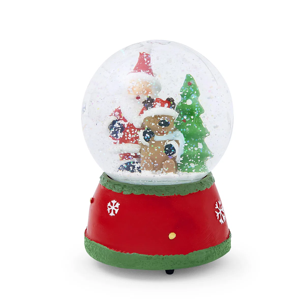 Mousehouse Gifts Palla di Neve Natale Babbo Natale e Reindeere con Neve Decorativa e Musicale