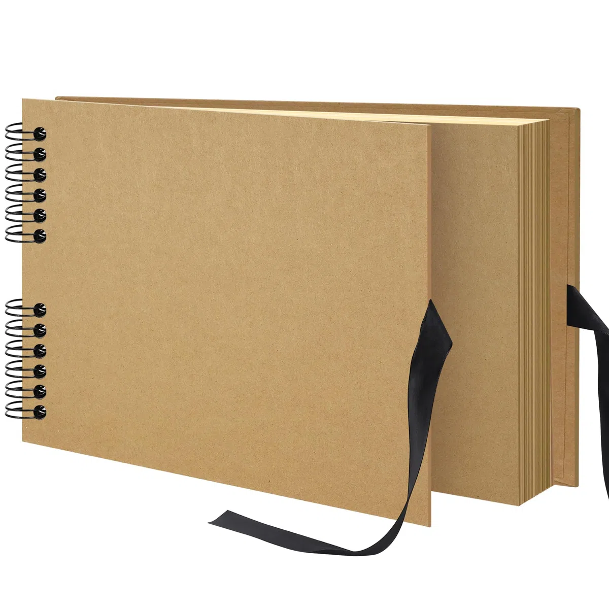 29x21,5 cm Album fotografico Album per ritagli fai da te 40 Pagine, Libro illustrato in carta kraft con nastro di seta Libro dei ricordi per matrimonio bambino famiglia viaggi, Cachi
