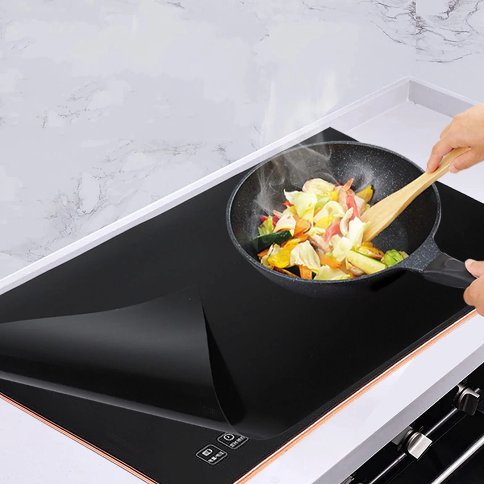 OMJMYY 52 * 78cm Tappetino Protettivo per Piano Cottura a Induzione in Silicone, Pad Protezione Riutilizzabile multifunzionale Antiscivolo Antigraffio