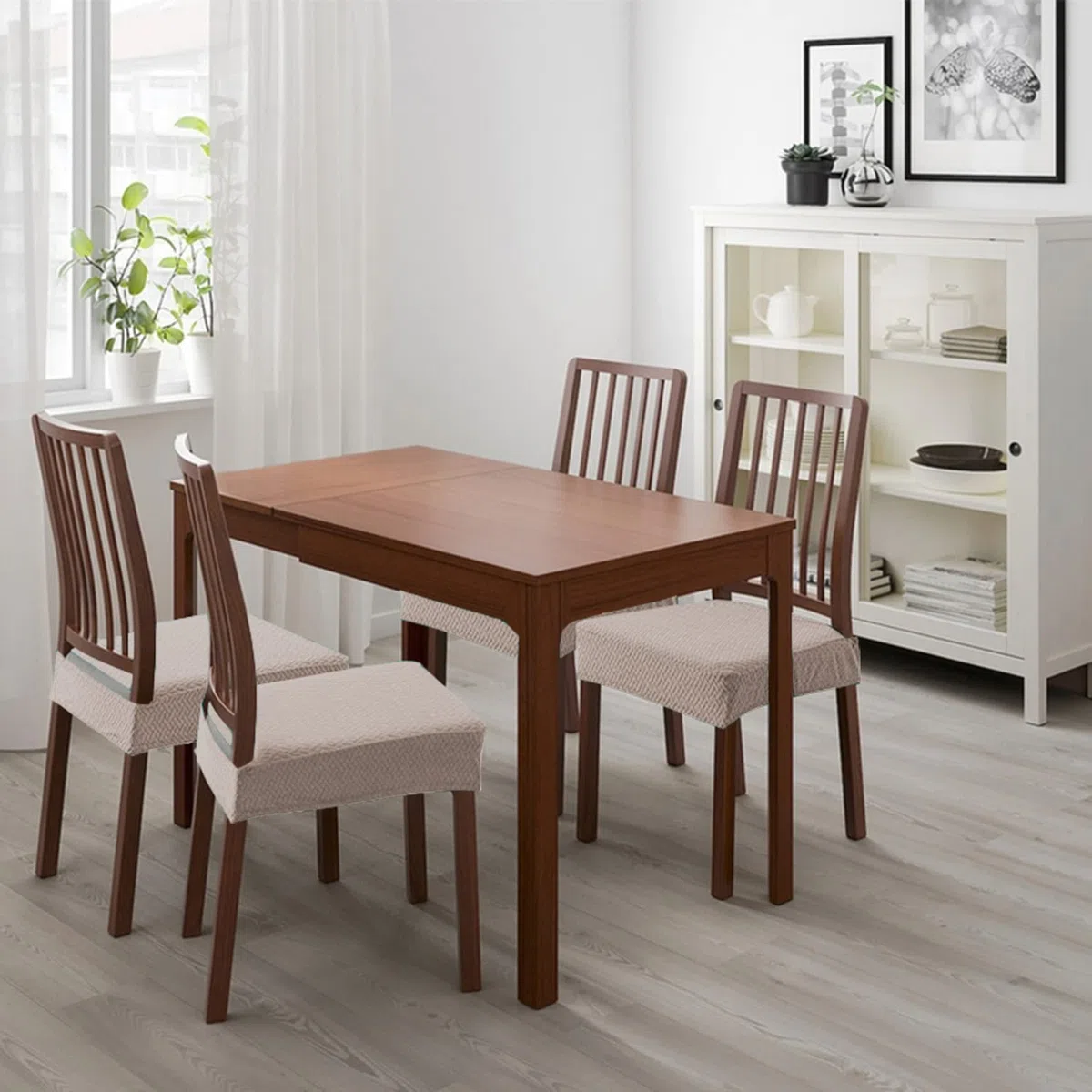 Coprisedili per sedie Impermeabili in Jacquard con Reticolo Elasticizzato 1/2/4/6 Pezzi Coprisedie per sedie da Pranzo Coprisedie per Cucina (Cachi,4 PCS)