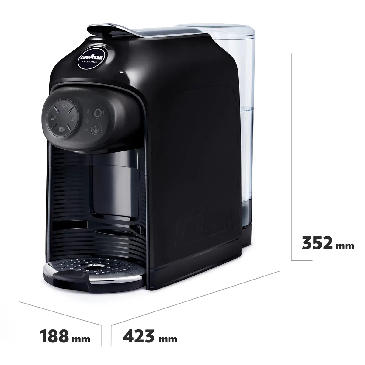Lavazza, A Modo Mio Macchina per Caffè Idola Nera con 64 Capsule A Modo Mio Assortite, Macchina per Espresso Compatta e Silenziosa, 1500 W, 220-240 V, 50/60 Hz, Capacità Max 1.1 Litri d'Acqua