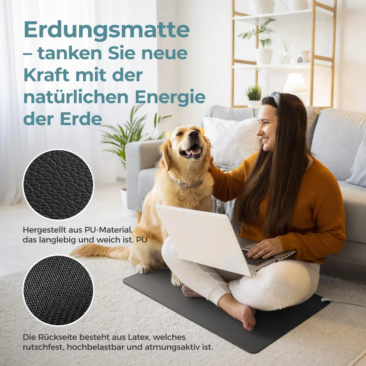 Grounding Mat, Mowend Tappetino di Messa a Terra 40 x 60 cm, ideale per piede, sonno, energia, sollievo dal dolore, infiammazioni, equilibrio e benessere – per una sensazione di messa a terra. Con
