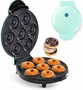 SQUADO Macchina per Ciambelle Mini Elettrica, 700 W, 12 pollici (30,5 cm), 7 Fori, per Famiglie Fai-Da-Te, Feste, Pasticcerie