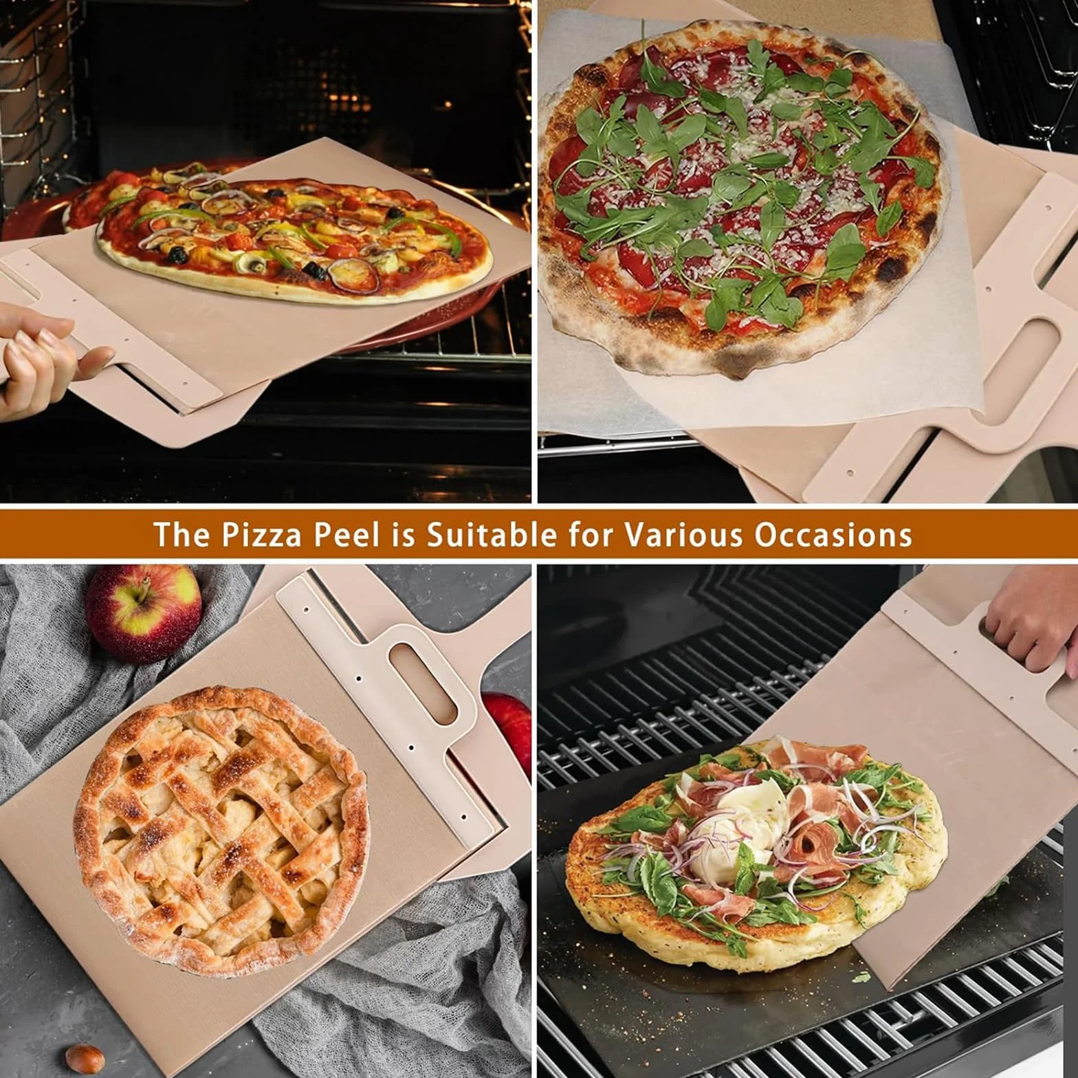 Pala per Pizza Scorrevole Sliding Pizza Peel, Pala Pizza Scorrevole, 30cm*58cm, Argento, Moderno
