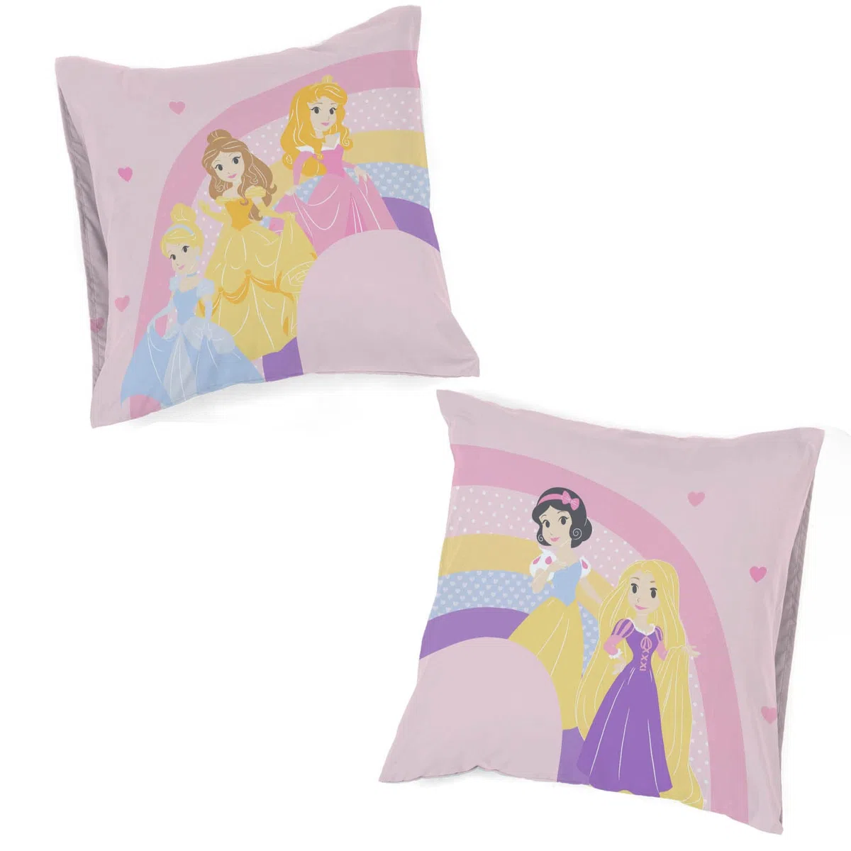 Jay Franco Disney Princess Cutout Set di 2 federe reversibili per bambini, 65 x 65 cm, 100% cotone