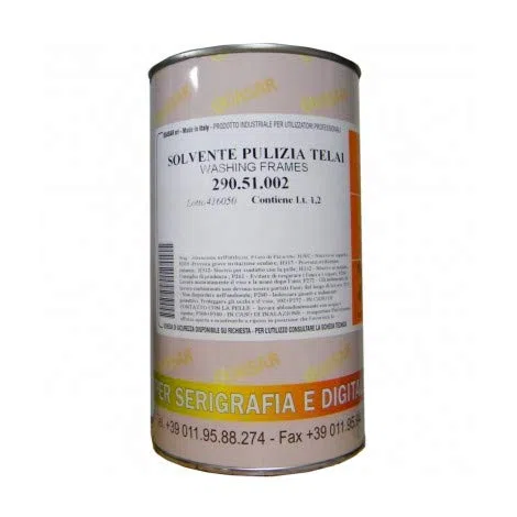 Liquido Solvente 52 SP per la Pulizia dei telai serigrafici. 1,2 Litri. per inchiostri Plastisol e a Solvente.