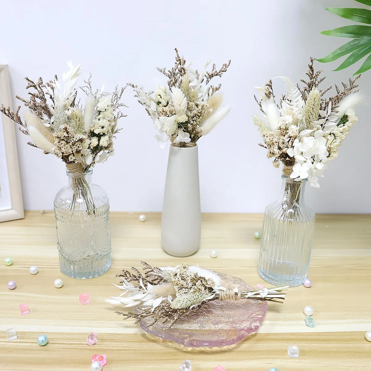 12PCS Mini Fiore Seccato Bouquet Fiori di Selvaggio Seccati Fiori Seccati Mini Fiore Seccato con Stelo per DIY Photo Props Vaso Decorazione Matrimoniale