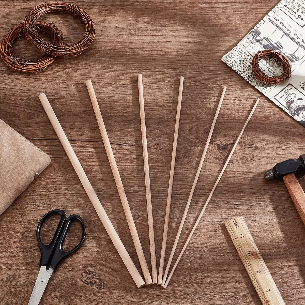 OLYCRAFT 36pz Bastoncini Legno di Faggio 3mm/4mm/5mm/6mm/8mm/10mm Diverse Misure Bastoncini Legno Faggio Tasselli Non Finiti Tasselli Rotondi Legni per Progetti Fai Da Te Artigianato Modellismo