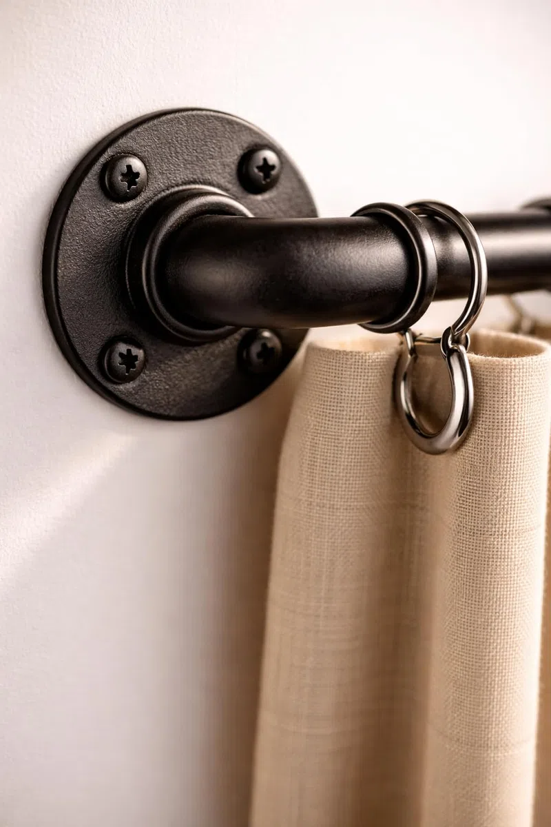 Bastone per Tende Estensibile 120–210 cm in Acciaio Inox Nero Opaco, Asta Regolabile per Tende da Interno, Supporto per Finestra e Porta, Montaggio Semplice per Casa e Appartamento.
