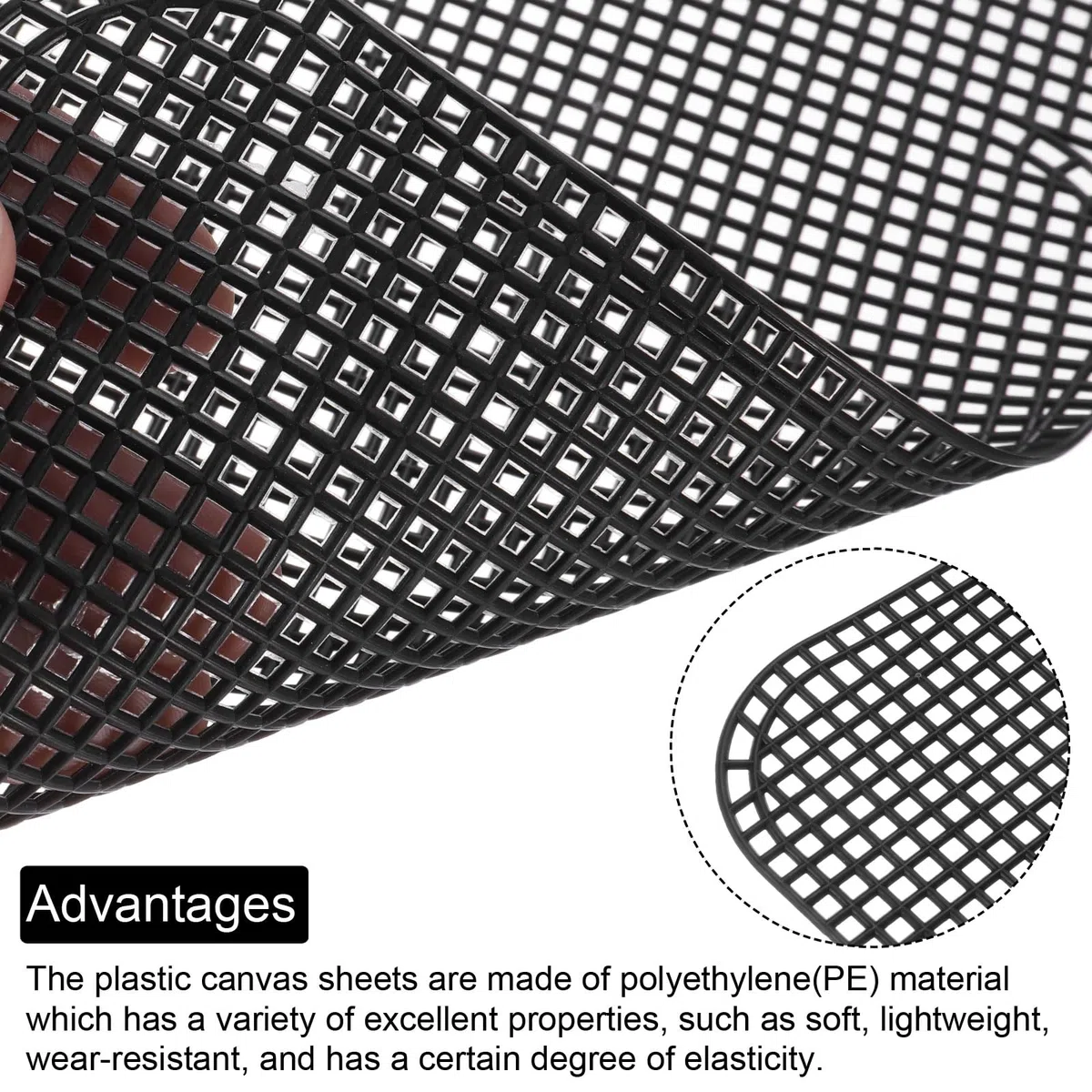 QUARKZMAN 4pz Foglio Tela in Rete Plastica 6 Conteggi 41,2cm/ 16,2"per Realizzare Borse Uncinetto Tracolla in Tela Vuota per Ricamo ad Ago Borsa Maglia Uncinetto, Nero