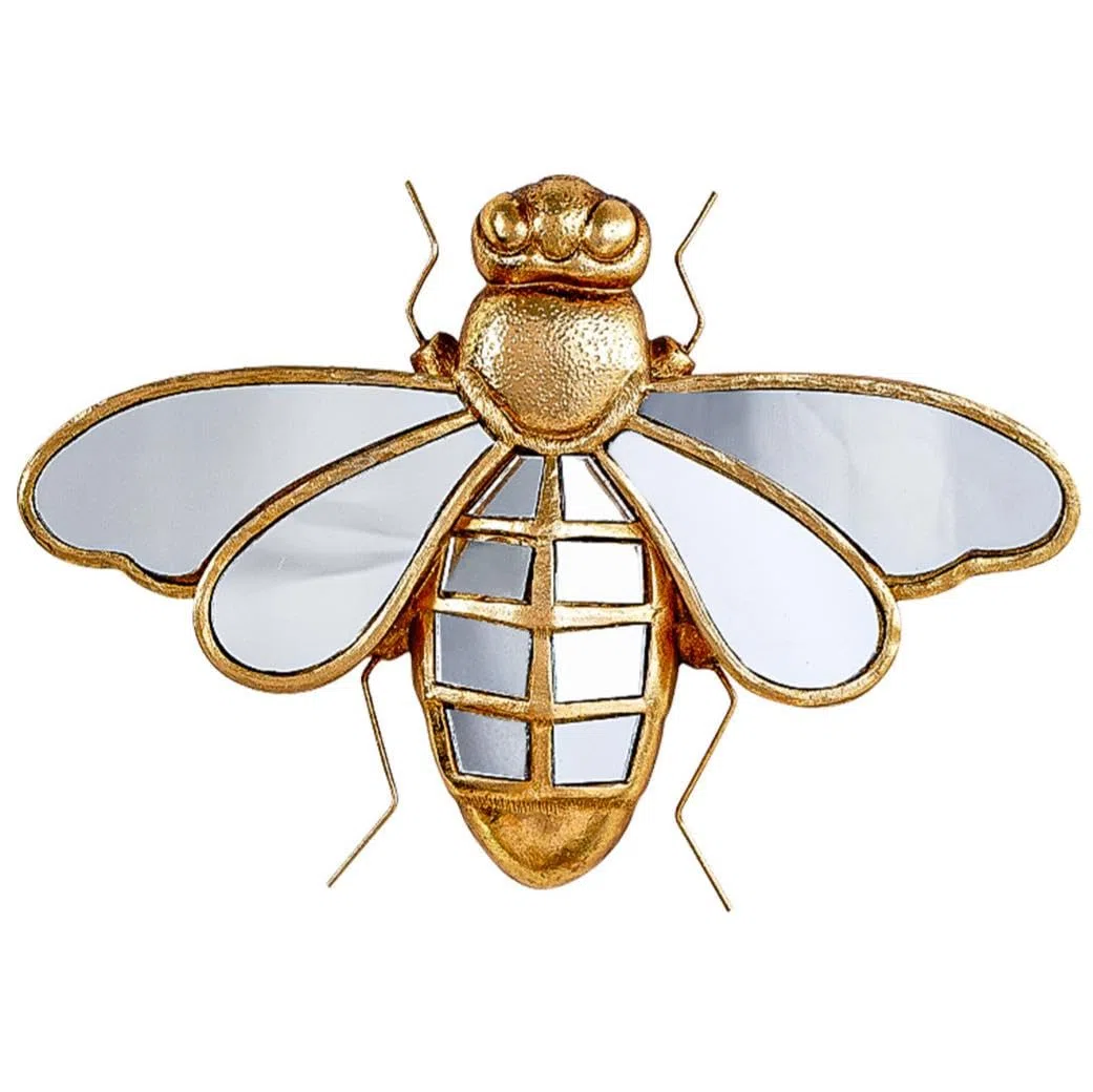 Decorazione da parete a specchio a forma di libellula dorata, decorazione da parete con libellule fatte a mano, decorazione creativa in vetro a specchio, perfetta per case a tema vittoriano ed europeo