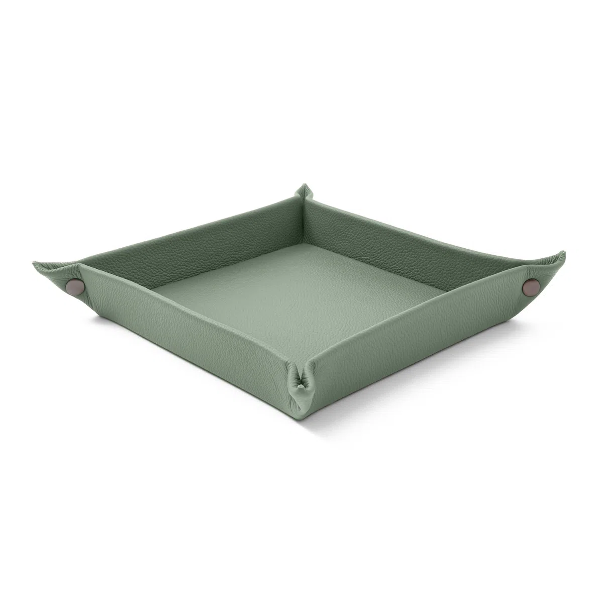 Eglooh - Iris - Svuotatasche Design Moderno in Vera Pelle Verde Salvia - Organizer da Scrivania, Vassoio Portaoggetti per Chiavi, Monete, Gioielli - cm 18 x 18 - Made in Italy