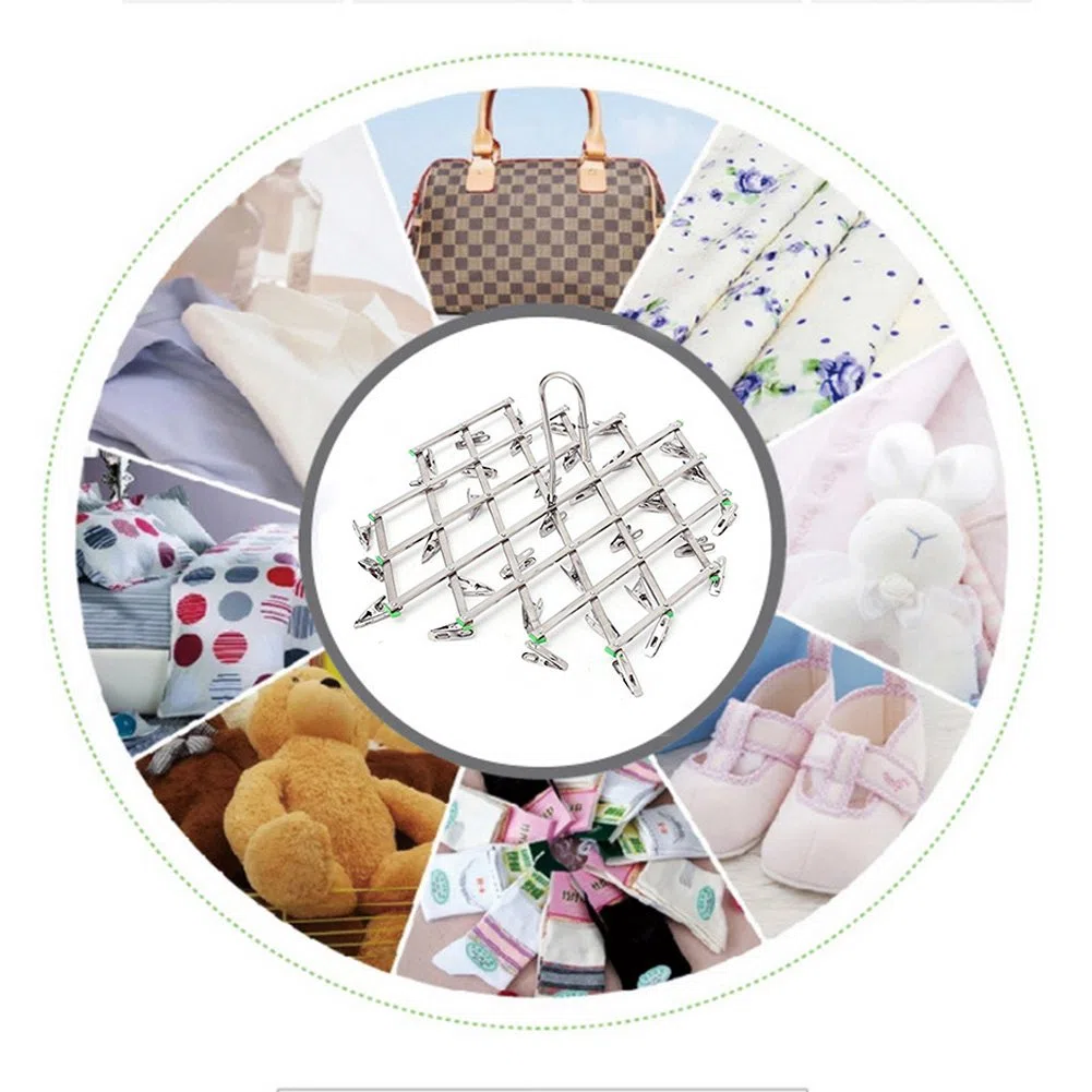 Stendino da appendere in acciaio INOX con 35 clip, per intimo e asciugamani, calze e altro.