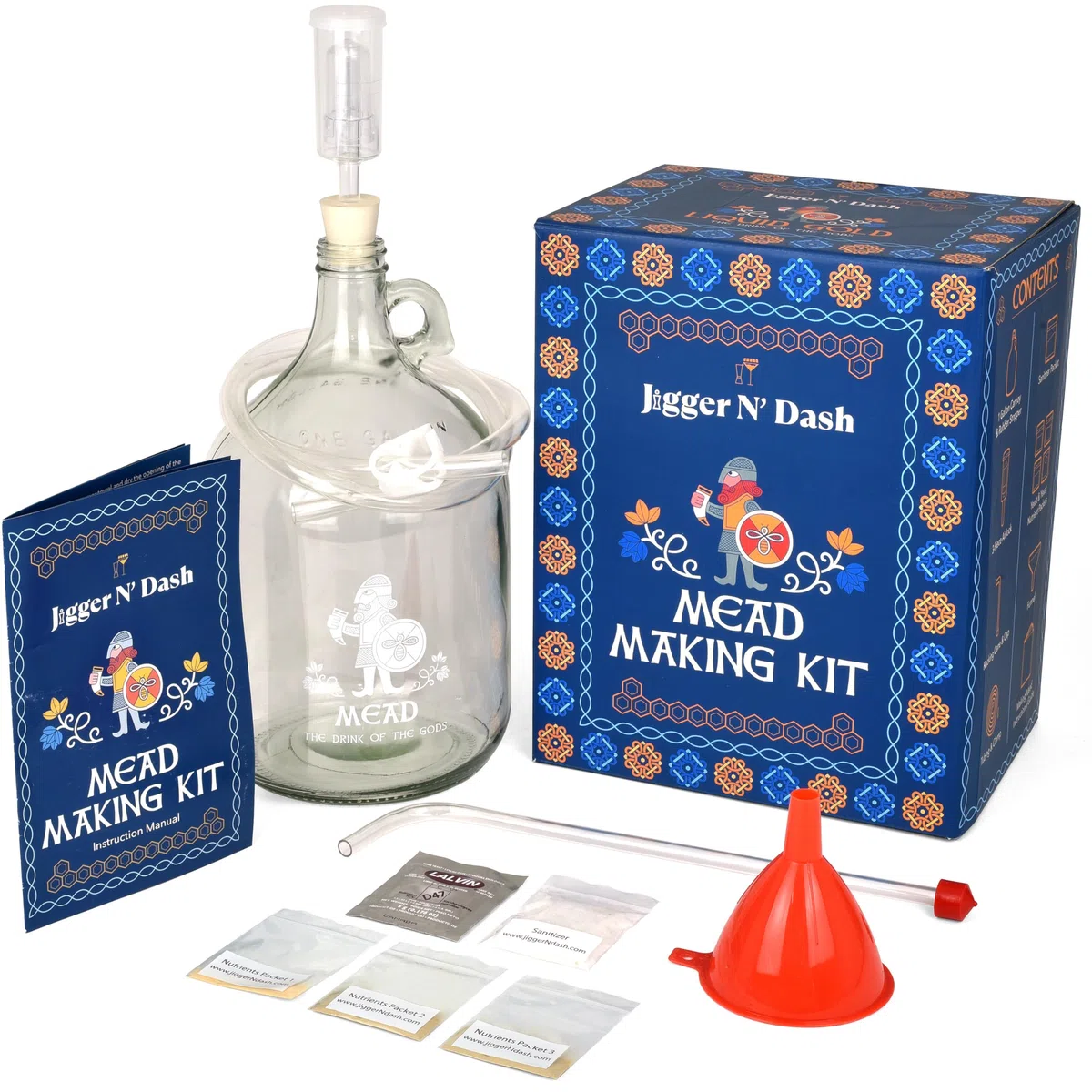 Jigger N' Dash Kit per la produzione di idromele, kit per la preparazione di idromele riutilizzabile fai da te, kit completo per la preparazione di idromele, kit completo per la preparazione di