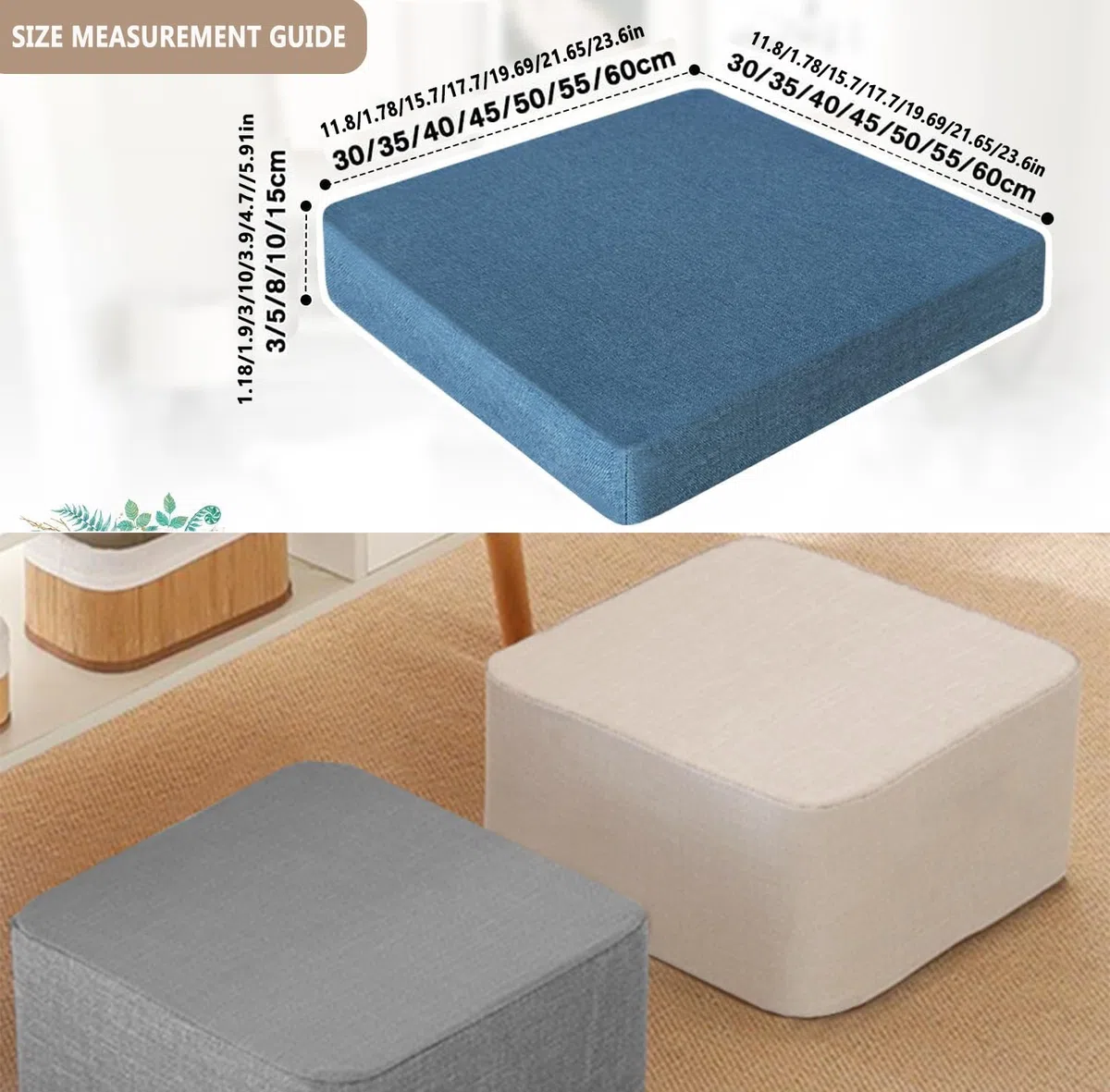 Cuscini per sedie da Cucina 40x40x8cm Cuscini per sedie da Esterno e da Interno, Schiuma ad Alta densità, Antiscivolo, Fodera Lavabile - Uso per Patio, Sala da Pranzo, Divano