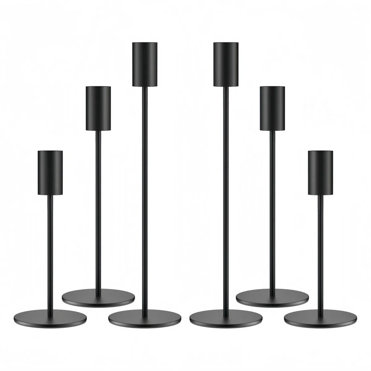 Set di 6 candelabri - 23/28/33 cm - Candelabro alto - Perfetto per cene romantiche, compleanni e cerimonie di nozze - Nero