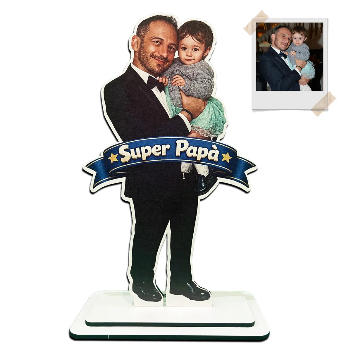 Statuina Personalizzata con Foto in MDF 6 mm – Altezza 30 cm – Regalo Festa del Papà Originale e Personalizzato – Riproduzione Realistica da Foto – Made in Italy – Anteprima Prima della Stampa
