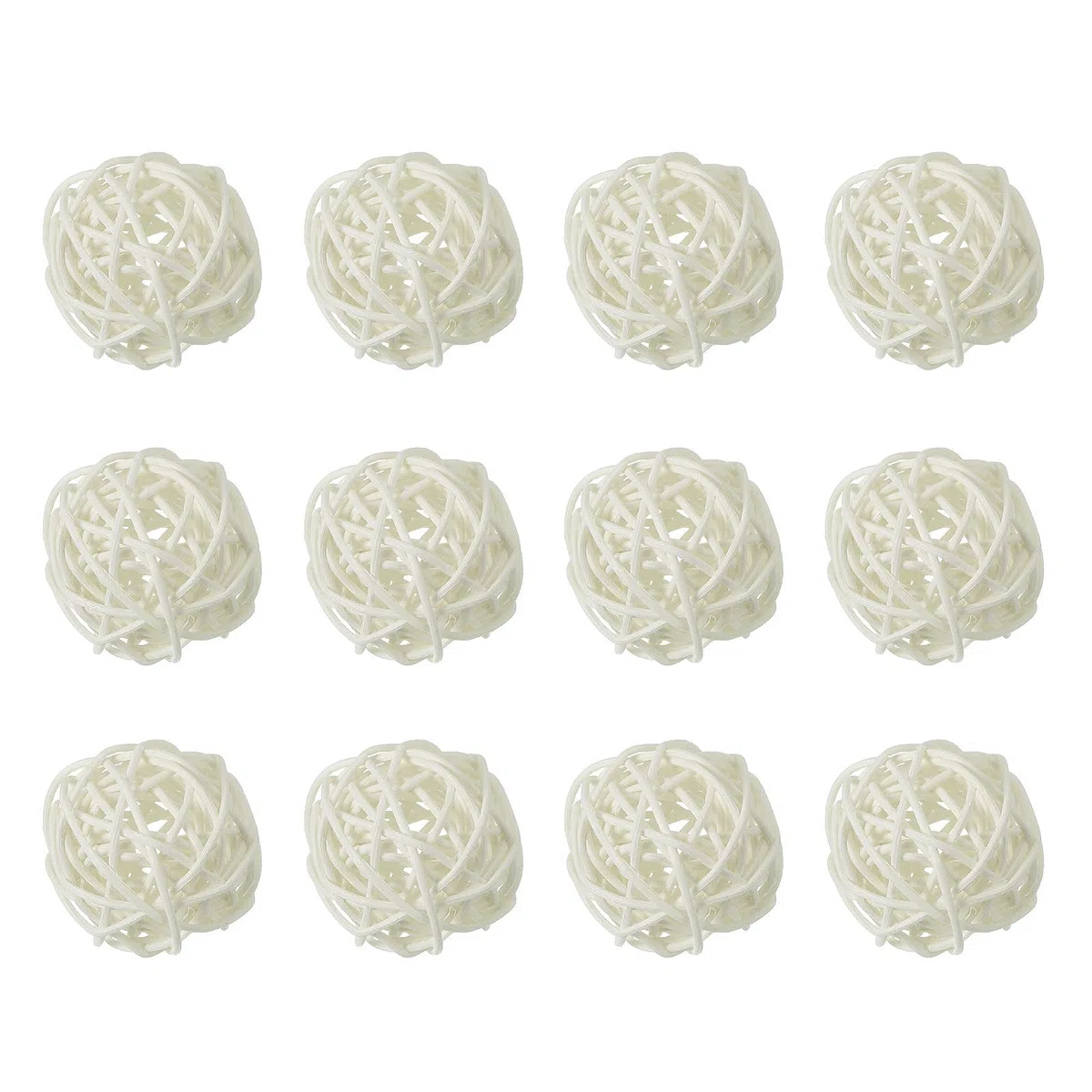 QUARKZMAN 12 Pezzi Pallini di Rattan 2 Pollici (5 cm) Pallini Decorativi in Rattan Riempitivi per Vasi per Centrotavola Matrimoni Feste Decorazioni per la Casa, Bianco