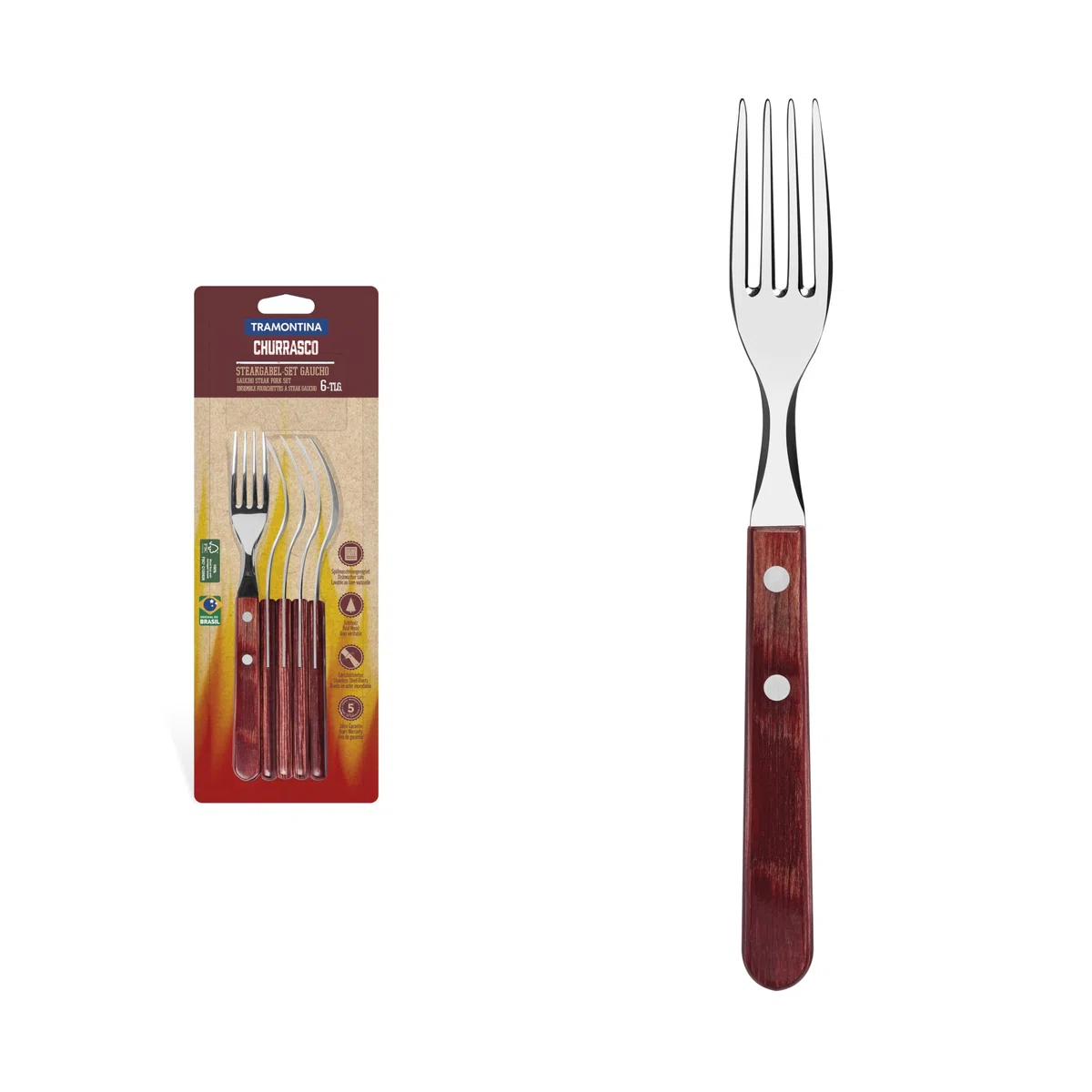 Tramontina Set di Forchette Jumbo Polywood Rosso 6 pezzi