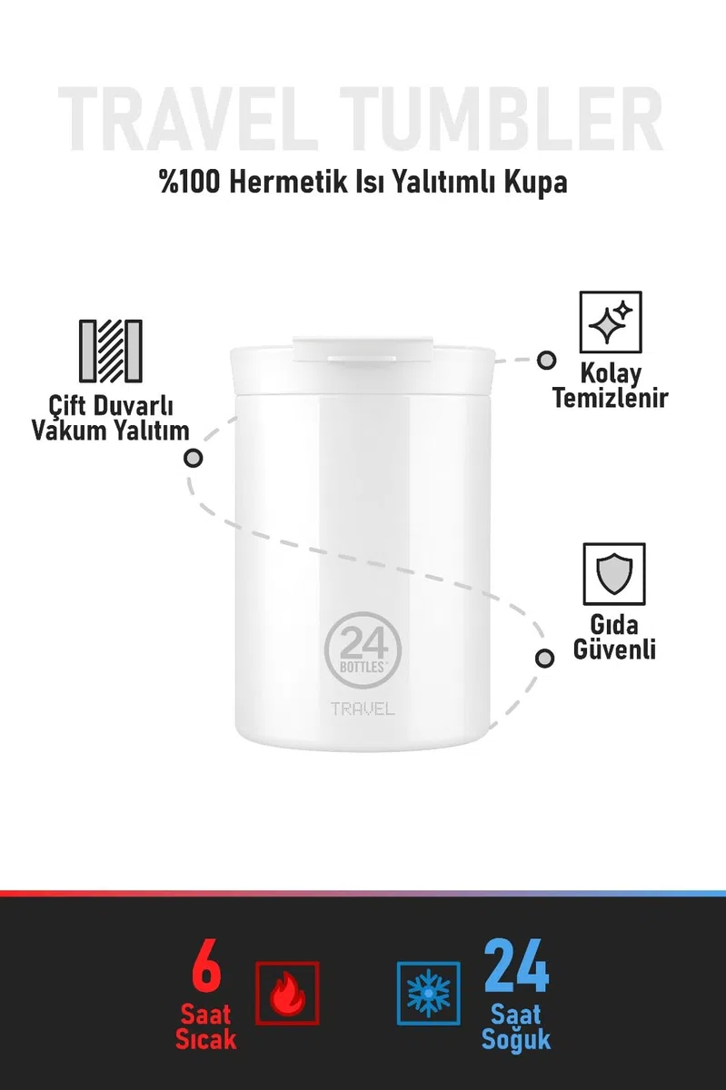 24BOTTLES Travel Tumbler - Tazza Termica da Viaggio, Caffe, Te, Bevande Acciaio Inox, 350 ml, Termos Caffè 100% Ermetico, 6hHot/24hCold, Borraccia Termica Mug, Design Italiano, Pacific Beach