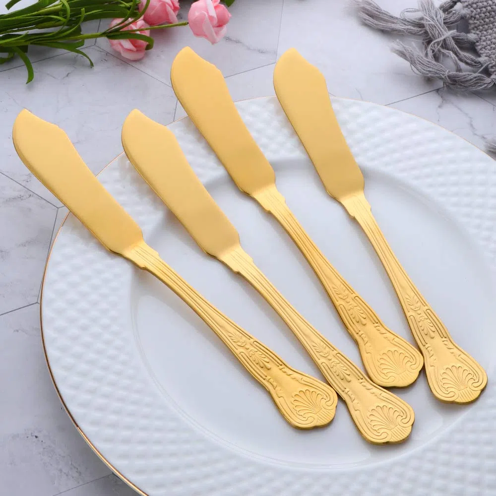 Buyer Star Coltelli da pesce 12 pezzi, set di forchette in acciaio inossidabile dorato per pesce, set di posate lucidato a specchio