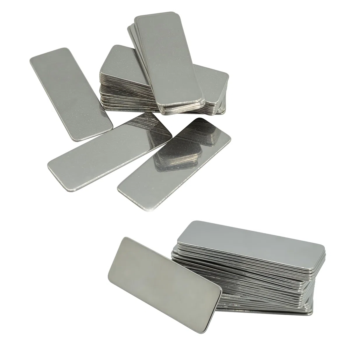 Targhette vuote in acciaio inox 304 per incisione, rettangolari, per incisione, confezione da 25, 5 x 1,8 cm