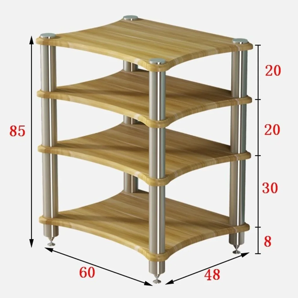 Scaffale AV Per Rack HiFi Supporto TV A 1/2/3/4 Livelli Mobile TV Mobile Per Amplificatore Hi-fi Mobile Per Apparecchiature Rack Per Altoparlanti Rack Per Amplificatore ( Color : Black , S : 60*48*85c