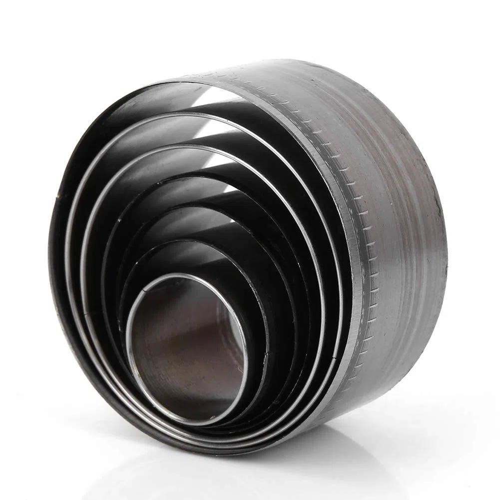 Fustellatrice per Pelle Tonda, 7 Pezzi Perforatrice Cava 20mm 25mm 30mm 35mm 40mm 45mm 50mm Kit di Strumenti per Taglierina Circolare per Artigianato in Pelle Fai da Te