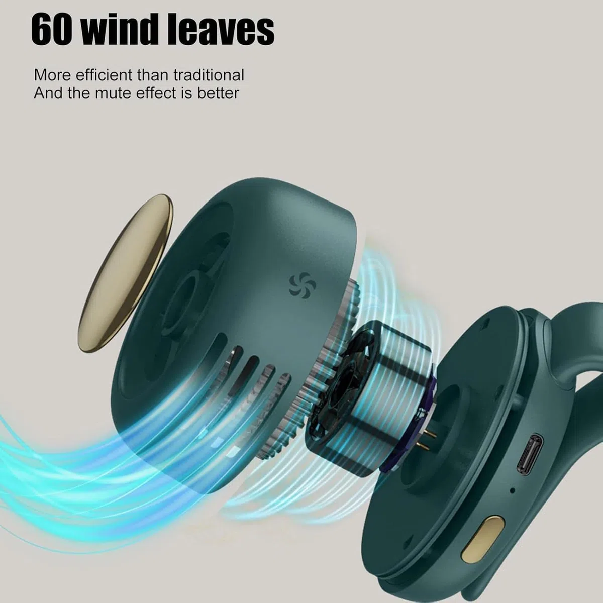 ZVD Mini Ventilatore Silenzioso Senza Pale, Ventilatore Portatile Silenzioso Mini Senza pale Con Clip, per Viaggio, Ufficio, Camicia, Regalo Estivo per Gli Amanti Del Tempo (Bianco sporco*2pcs)
