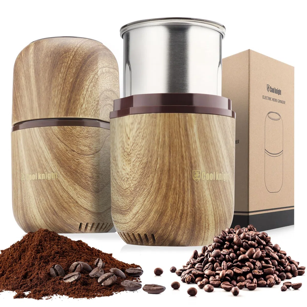 COOL KNIGHT Macinacaffè Elettrico, Macinino Per Spezie, Macinino Per Caffè Elettrico Con Lama In Acciaio Inossidabile 304, Adatto Per Chicchi Di Caffè, Spezie, Erbe, Cereali, Noci.