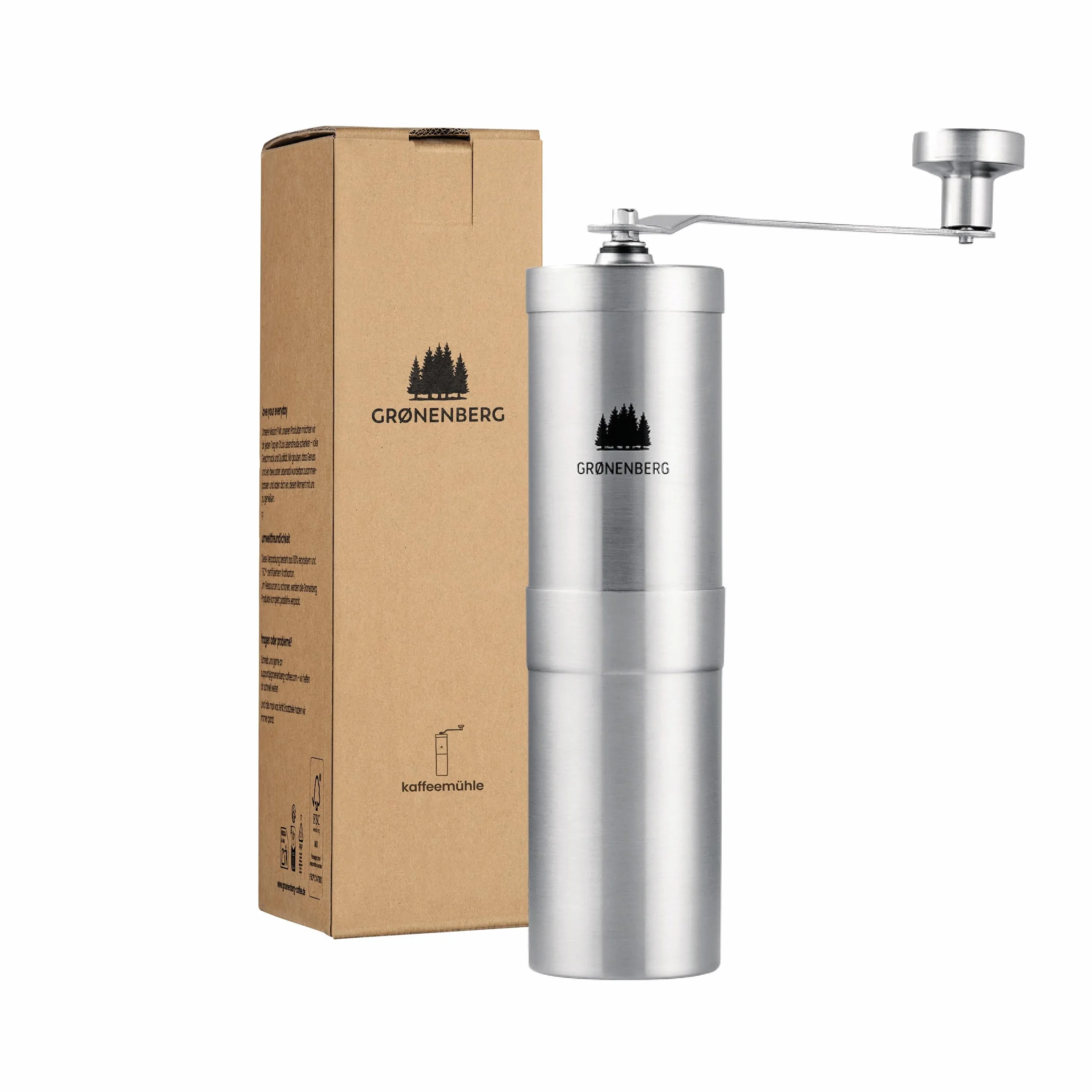 Groenenberg Macina caffé manuale, regoliable | Macinacaffè in acciaio inossidabile (inox) | Macinino caffè manuale | Coffee grinder con smerigliatrice in ceramica | Regolazione precisa