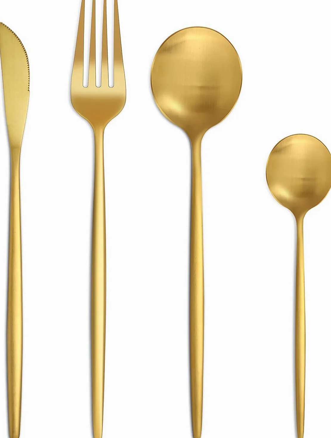 Bestdin Set di posate per 6 persone, 24 pezzi, posate oro opaco, set di posate con coltello, forchetta, cucchiaio, posate in acciaio inox di alta qualità, lavabili in lavastoviglie.