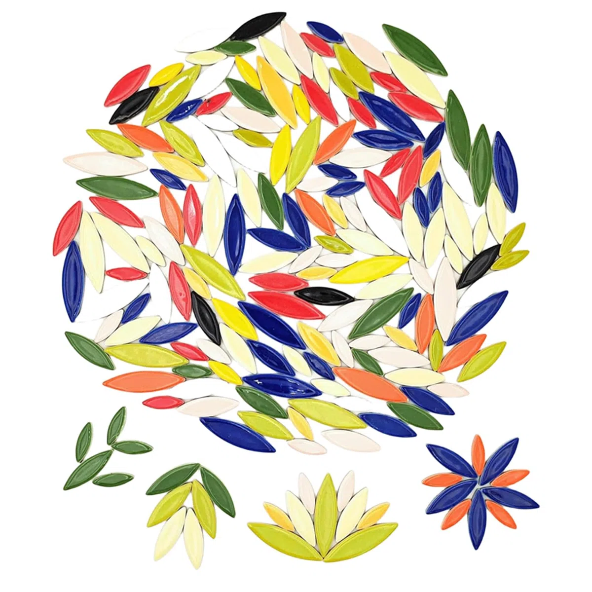Piastrelle a mosaico in ceramica a petalo di foglie, 500 g, mosaico irregolare, mosaico fai da te, pietre per artigianato, hobby, decorazione da parete (colori misti)