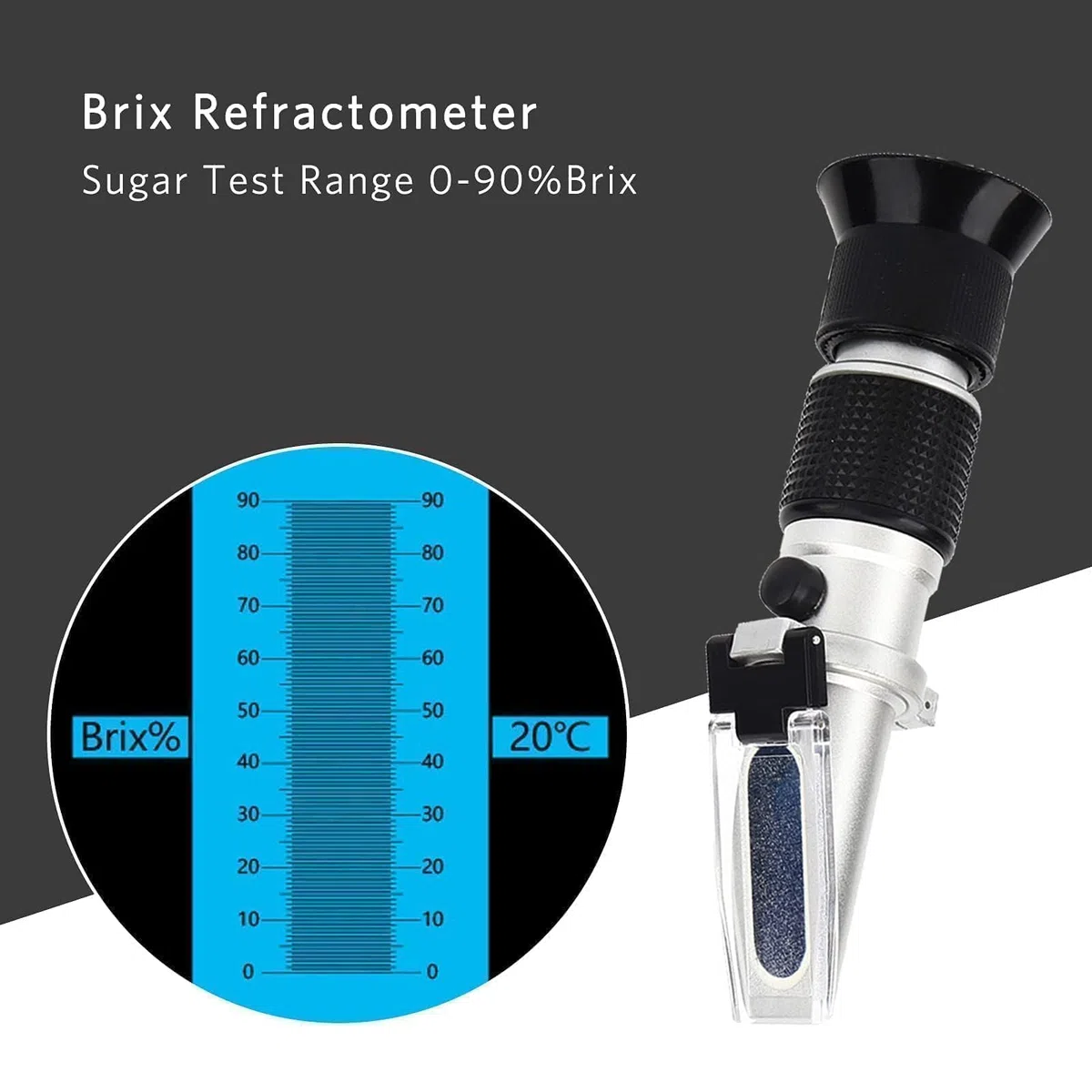 0-90% Brix Meter Rifrattometro, RHB-90ATC Strumento Portatile Per La Misurazione Del Contenuto Di Zucchero, Tester Brix Per La Compensazione Automatica Della Temperatura