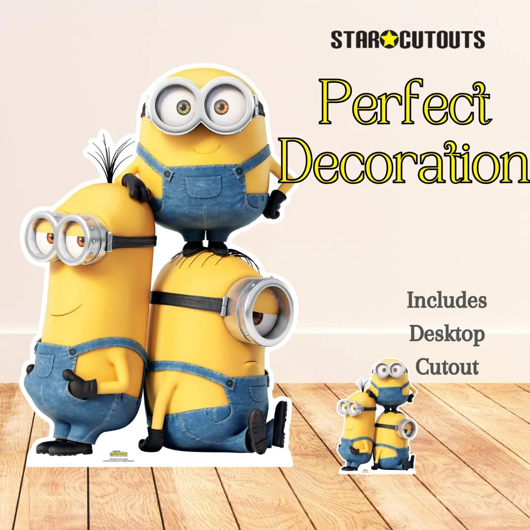 Star Cutouts SC4123 Kevin Bob e Stuart Minions Cartone Cutout Toys, Minion Party, Decorazioni per la stanza e il compleanno