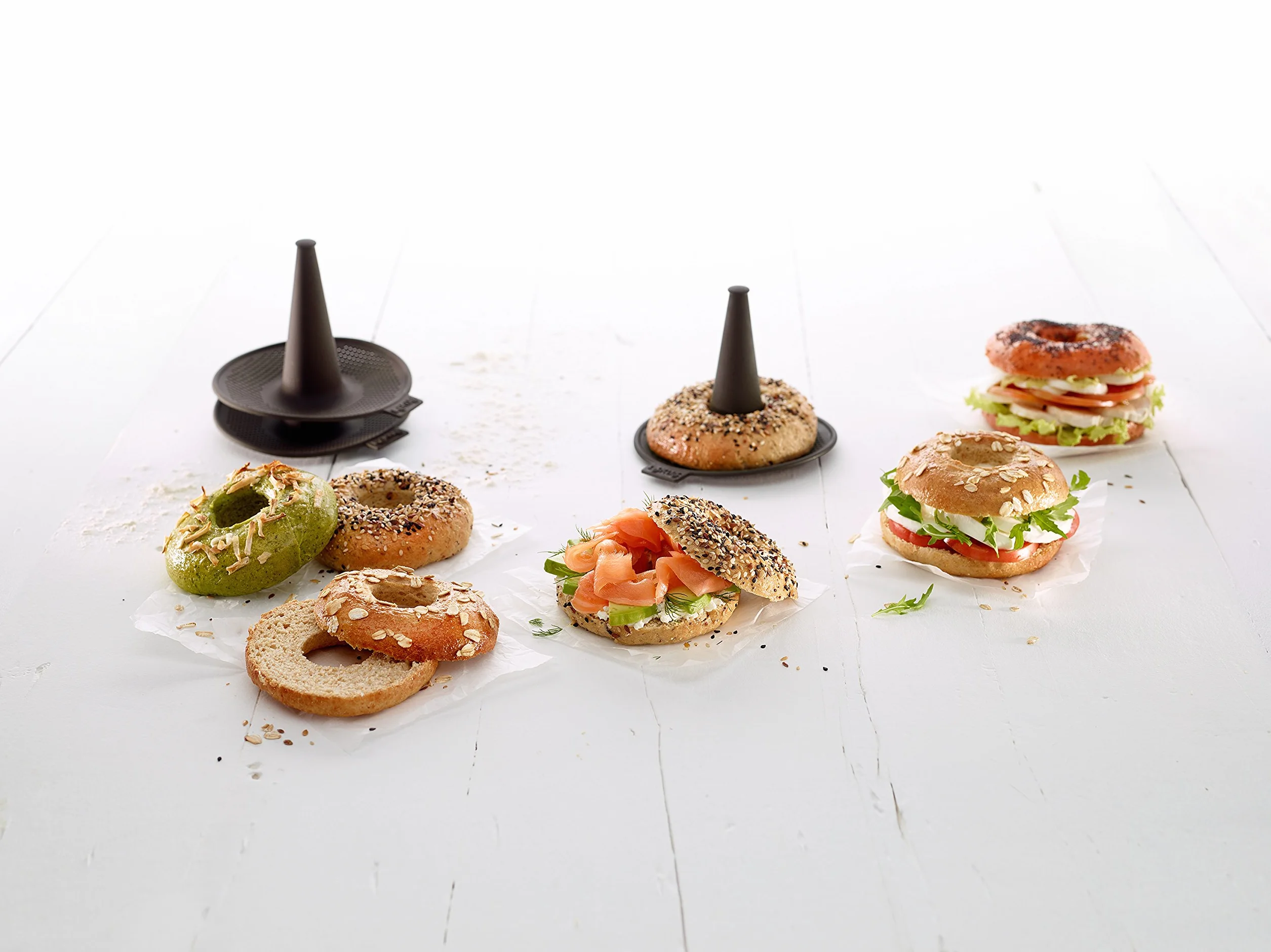 Lékué Lekue Maker with 6 Individual Bagel Molds, Silicone, Marrone, 10.3 x 12.4 x 13.5 cm