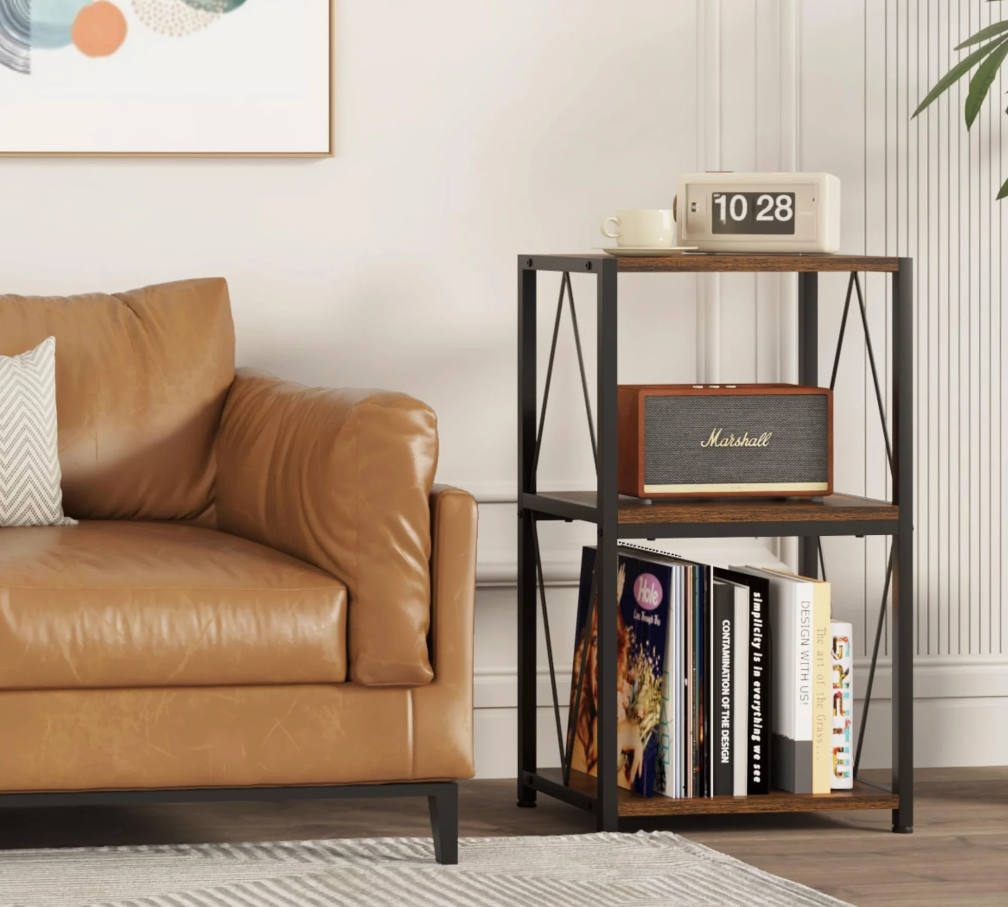 HFHOME Tavolino per dischi in vinile a 3 ripiani, armadietto per giradischi per riporre e esporre vinili, supporto per giradischi in soggiorno, camera da letto, sala musica